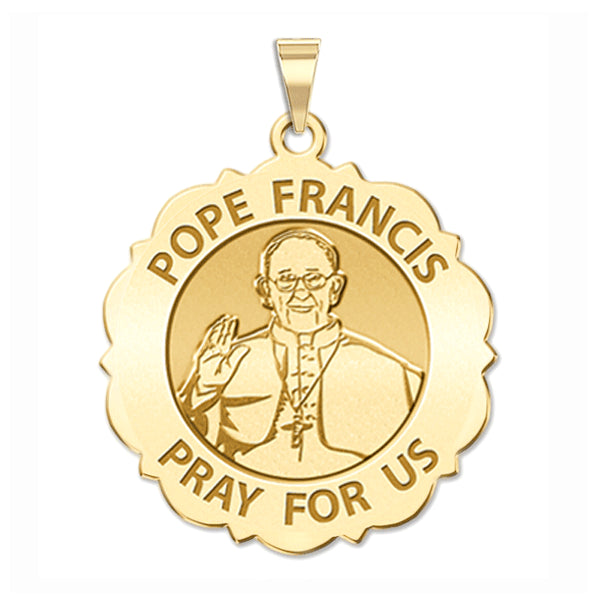 Pope Francis Scalloped Round Religious Medal
