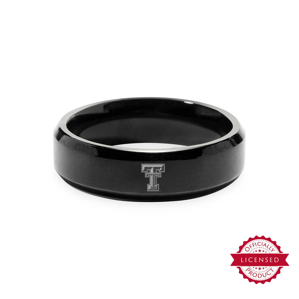 Officially Licensed Texas Tech University Black Stainless Ring