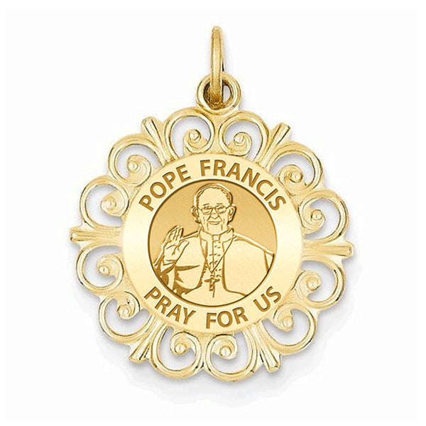 Pope Francis Round Filigree Religious Medal