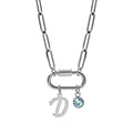 Personalized Script Initial & Birthstone on Paperclip Chain