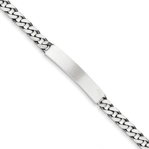 Custom Engraved Sterling Silver Men's Antiqued Curb Link ID Bracelet