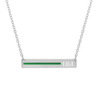 Personalized Horizontal Thin Green Line Military Necklace with 18" Chain