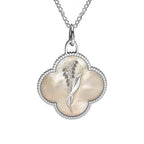 Personalized Birth Flower Clover Necklace