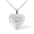 Floral Design Heart Locket With Cubic Zirconia