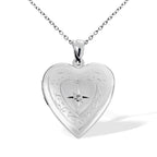 Floral Design Heart Locket With Cubic Zirconia