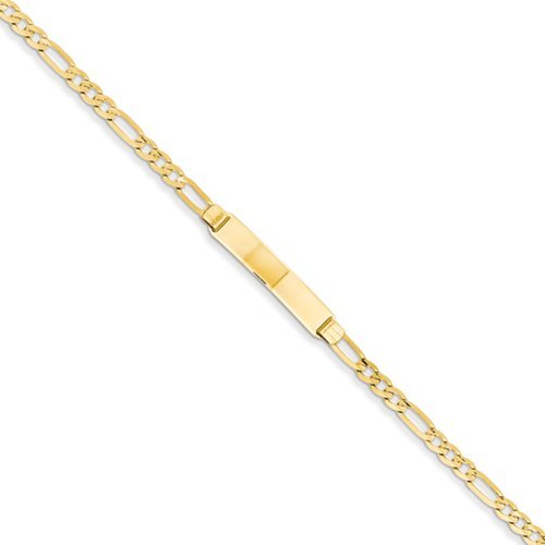Custom Engraved 14k Gold Women's Figaro Link ID Bracelet