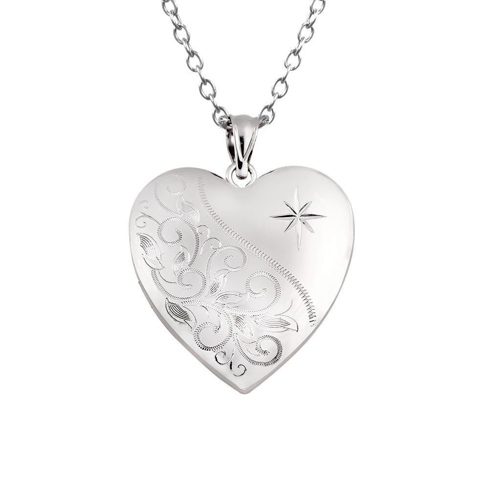 Floral Heart with Star Design Locket