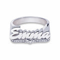Personalized Script Name Ring with Heart Design