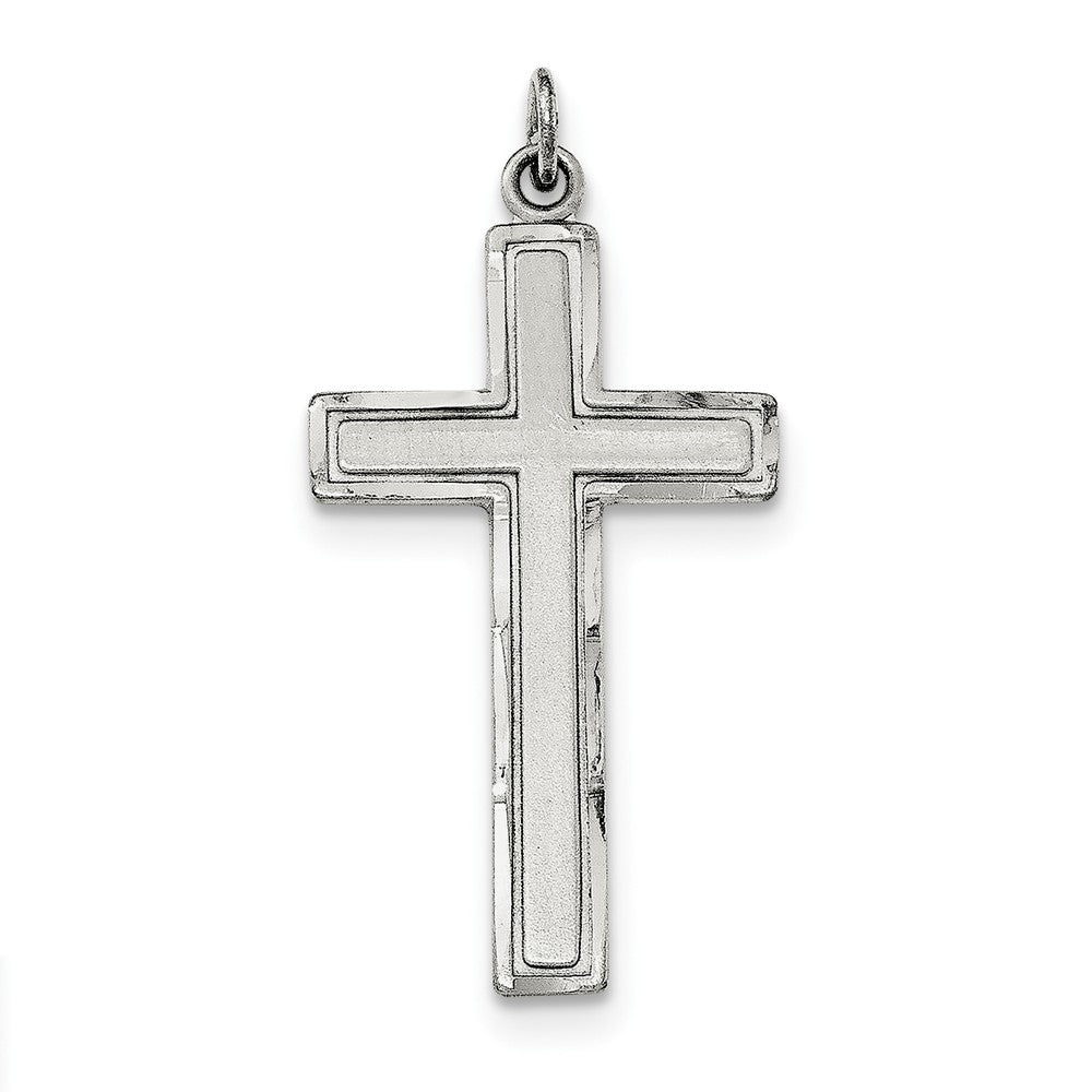 Sterling Silver Antiqued & Satin Cross Pendant