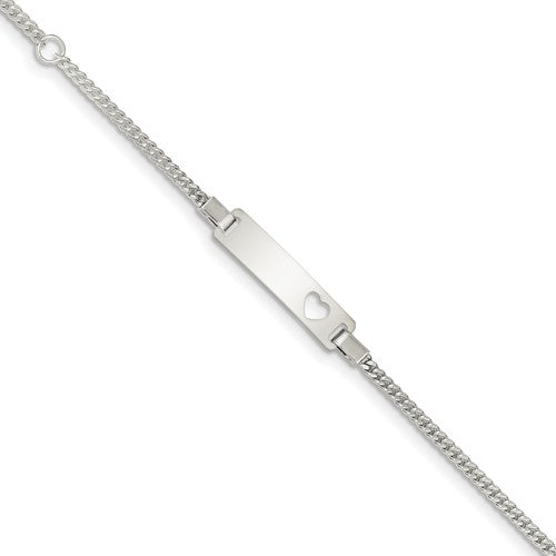 Custom Engraved Sterling Silver Children's Heart Cutout ID Bracelet