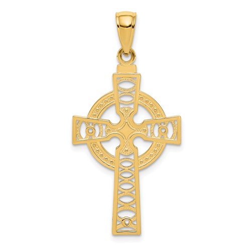 14K Celtic Cross w/Eternity Circle Pendant