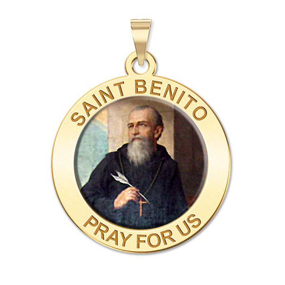 Saint Benito Round Color Religious Medal