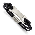 Custom Engraved Stainless Steel Men's Black Leather 8in ID Bracelet
