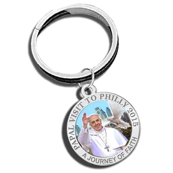 Pope Francis - Papal Visit Philadelphia 2015 Color Religious Engravable Keychain