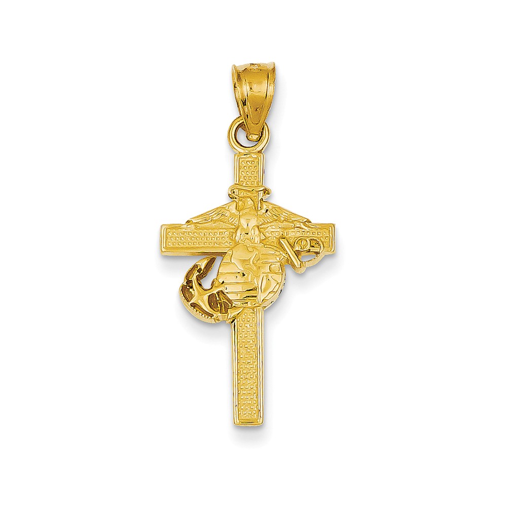 14K Marine Corps Cross Pendant