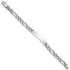 Custom Engraved Sterling Silver Men's Figaro Link ID Bracelet