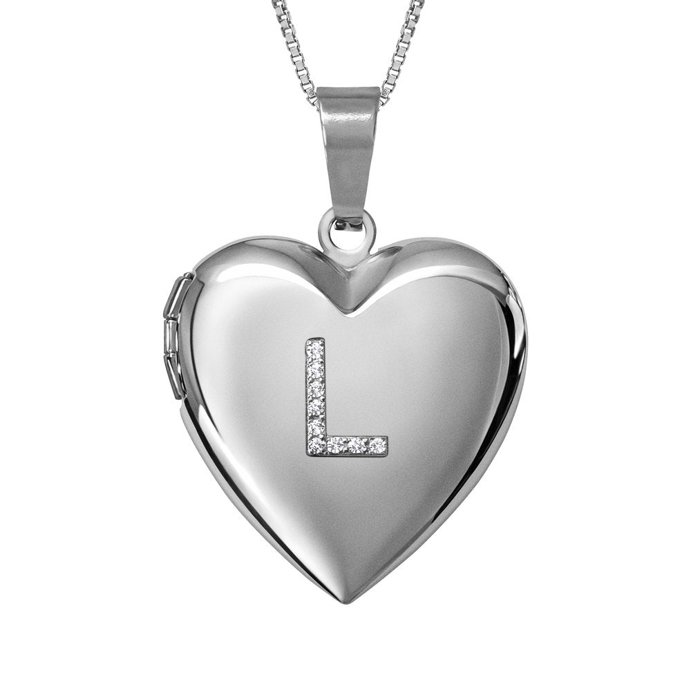 Locket with Raised Diamond Initial
