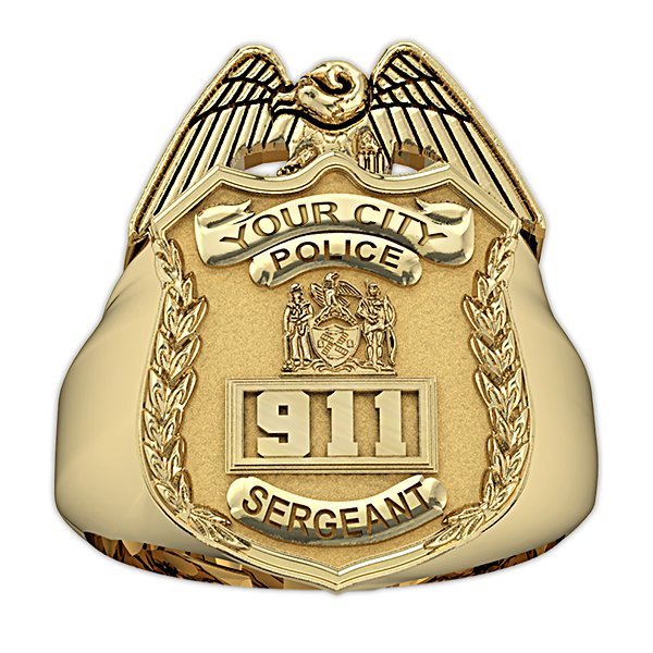 New York Police Sergeant Badge Ring with Number & Department