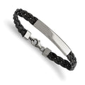 Custom Engraved Stainless Steel Women's Leather ID Bracelet