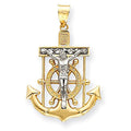 14K Two-Tone Gold Mariner's Cross Pendant
