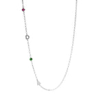 Sideways Initial Name Necklace with Birthstone