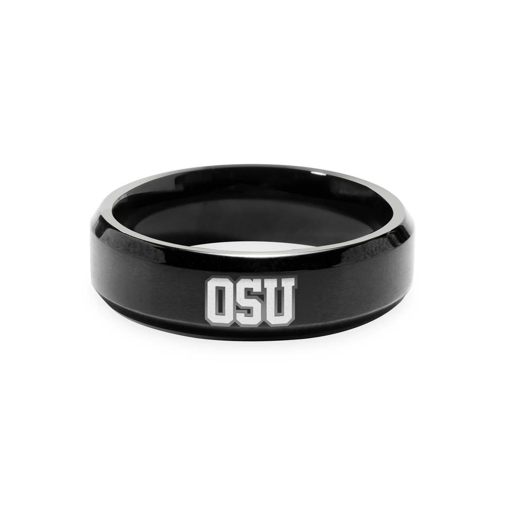 Officially Licensed Ohio State University College Black Stainless Ring
