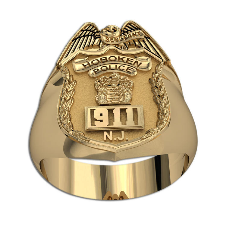 New Jersey Personalized Police Sergeant Badge Ring w/ Number & Department