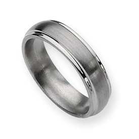 Titanium Ridged Edge Approx. 0.28 Inch Brushed and Polished Wedding Band — original PicturesOnGold photograph 1