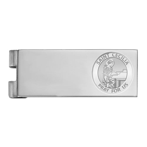 Stainless Steel Engravable Saint Cecilia Money Clip