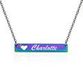 Iridescent Bar Name Necklace with Heart and 18 inch chain