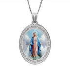 Pray For My Grandson Miraculous Medal Religious Color Oval Pendant