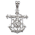 Sterling Silver Gold Mariner's Cross Pendant w/ Cubic Zirconias