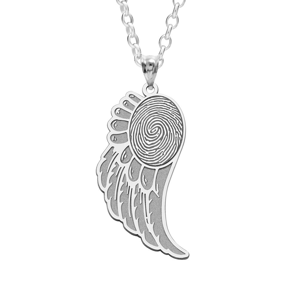 Custom Fingerprint Angel Wing Pendant