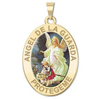 Angel De La Guarda Oval Color Religious Medal  "EXCLUSIVE"