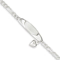 Sterling Silver Figaro Link ID Bracelet with Heart Charm — original PicturesOnGold photograph 1