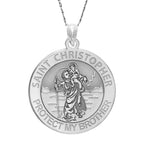 Saint Christopher Protect My Brother Religious Round Medal