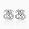 Interlocking CZ Pave Letter Stud Earrings