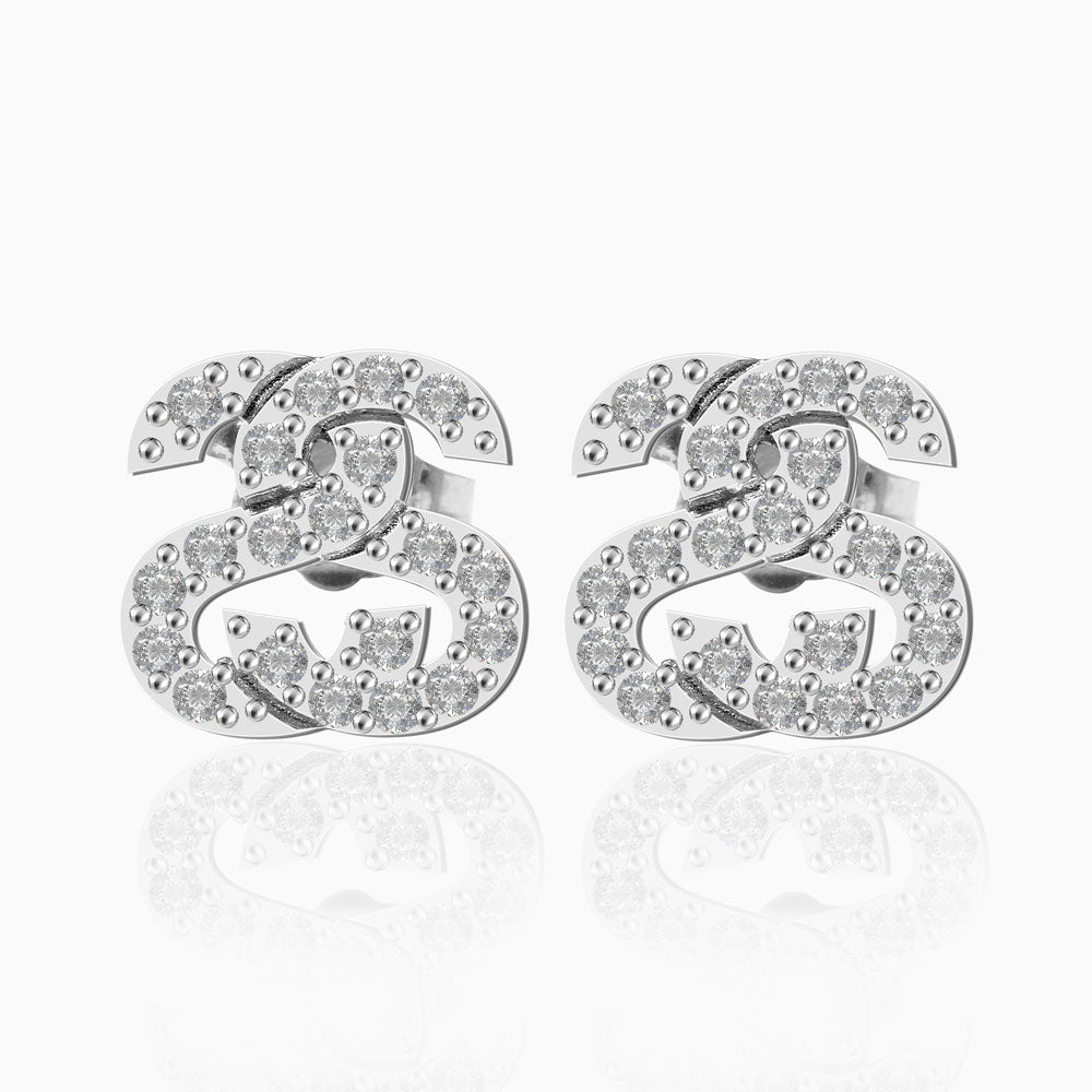 Interlocking CZ Pave Letter Stud Earrings