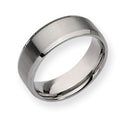 Stainless Steel Beveled Edge Approx. 0.31 Inch Brushed and Polished Wedding Band — original PicturesOnGold photograph 1