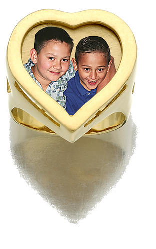 Solid Yellow Gold Heart Photo Ring