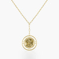 Round Saint Michael Medal with Open Border Necklace With Paper Clip Chain