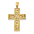 14k Greek Key Filigree Cross Pendant