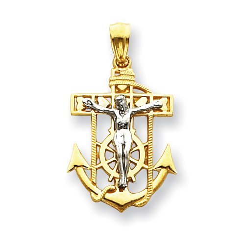 14K Two-Tone Gold Mariner's Cross Pendant