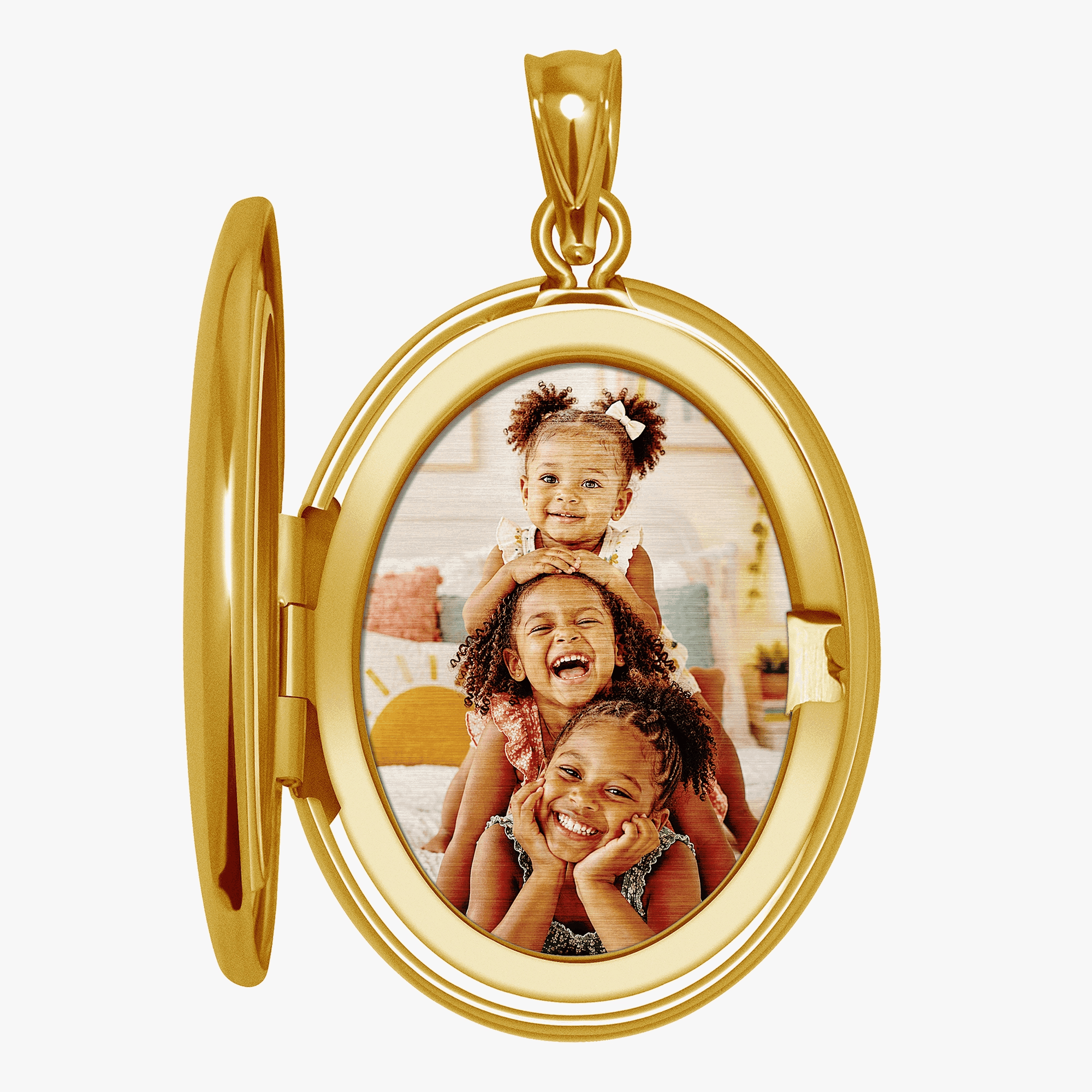 The locket shown open
