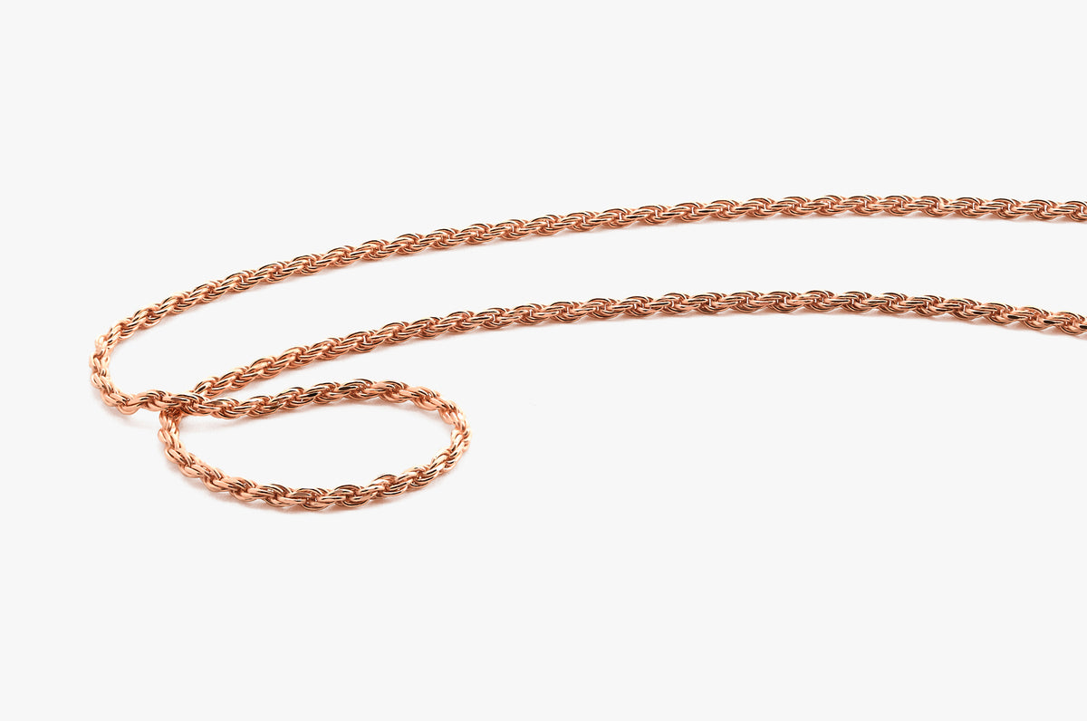 14K Rose Lasered Titan Gold Rope Chain