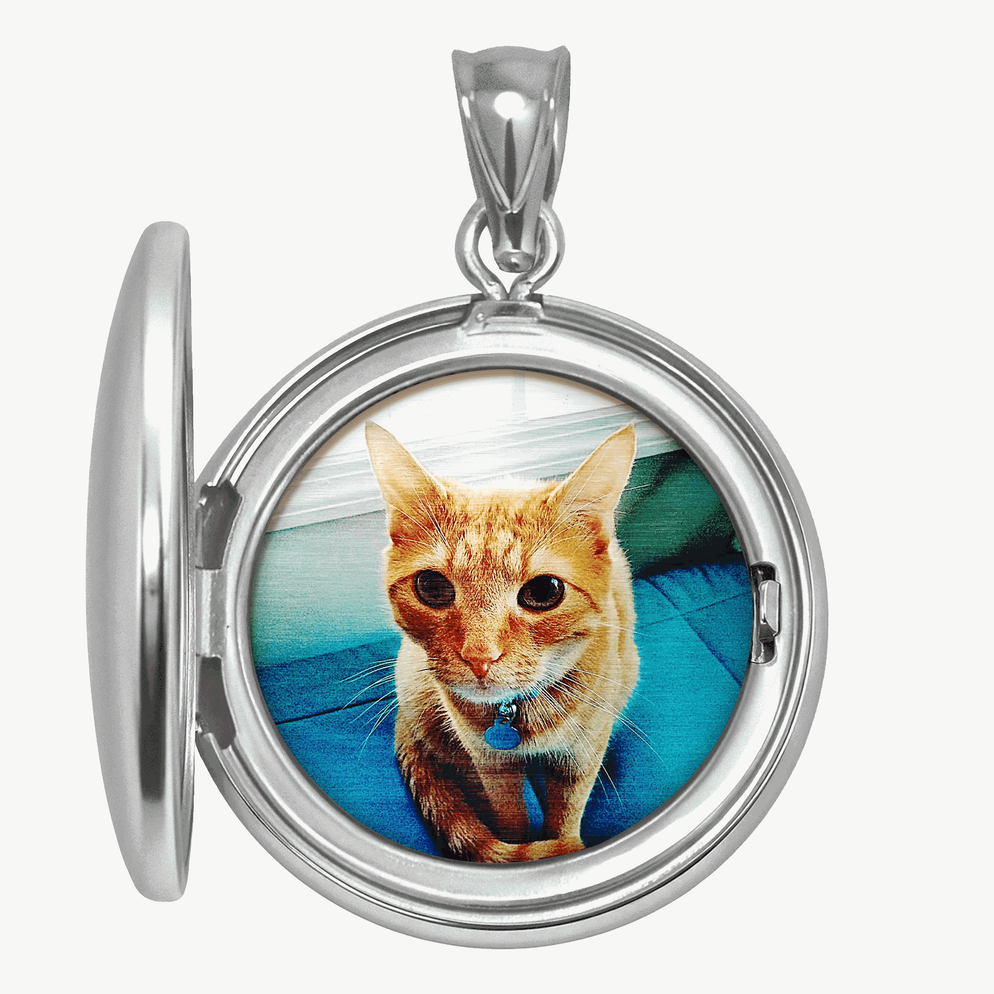 The locket shown open