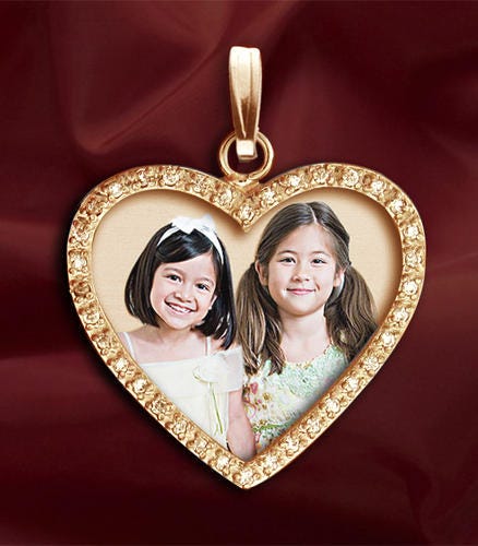 Diamond Heart Photo Pendant Picture Charm
