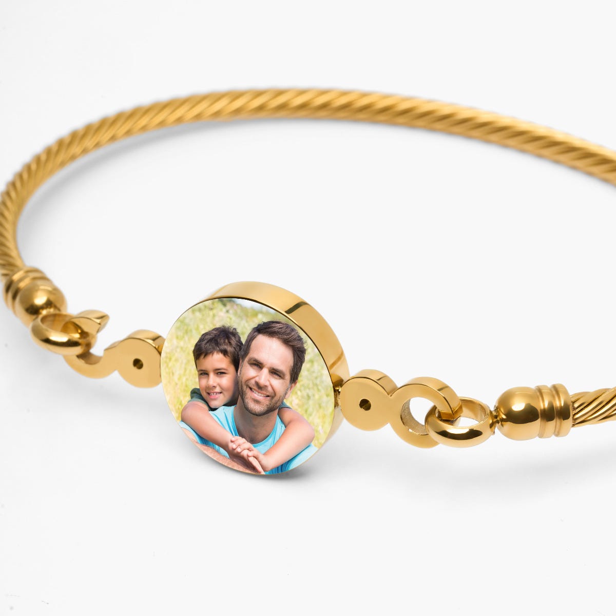 Stainless Steel Photo Engraved Bangle Bracelet