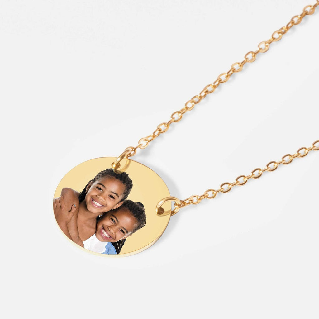 Round Photo Engraved Necklace