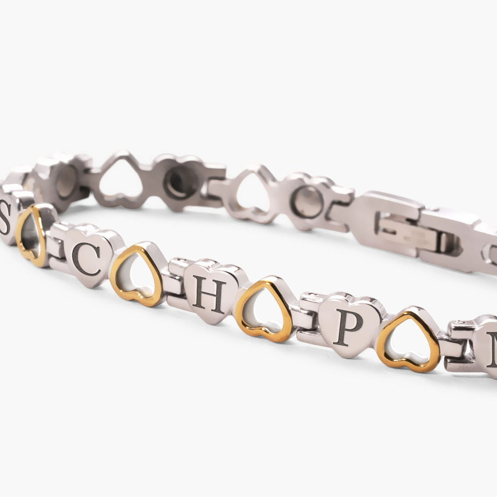 Two Tone Heart Shaped Stainless Bracelet